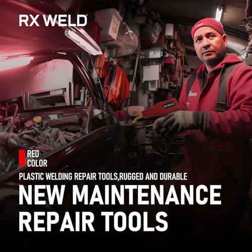 RX WELD 2-in-1 Plastic Welder, 1000PCS Hot Stapler Repair Kit | Soldering Iron, Repair for Automotive Car Bumper DIY, Patent Number D1052628 - color: Red