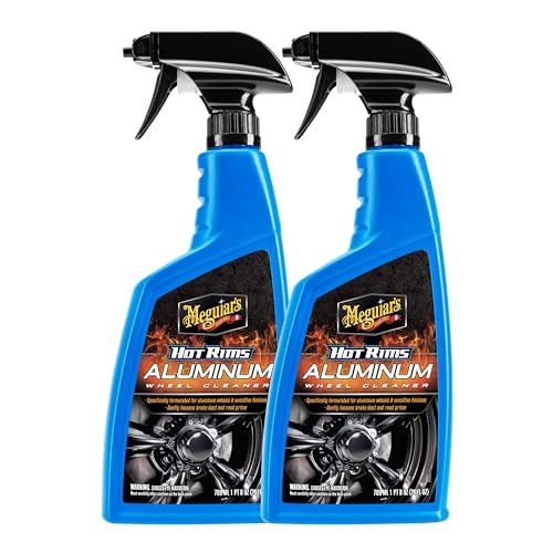 Meguiar's Hot Rims Aluminum Wheel Cleaner, Deep Foaming Rim Cleaner Spray Formulated to Effectively Clean Uncoated Polished Aluminum, Anodized, and Powder-Coated Wheels, 24 Oz (Pack of 2) - size: 24 Fl Oz (Pack of 2), style: Aluminum Wheel Cleaner