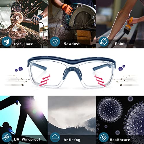 UKNOW Safety Glasses Anti Fog, Eye Protection with Clear UV Protection Lenses & Side Shields, ANSI Z87.1 Protective Eyewear - color: Slate