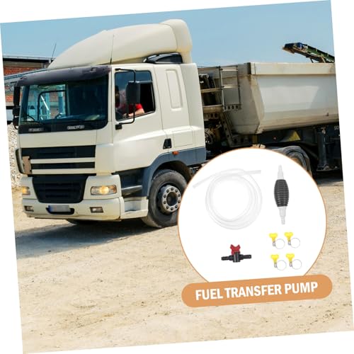 Manual Fuel Transfer Pump with Hose Hand Siphon Device for Cars Motorcycles and Fish Tanks Portable Oil Absorber Kit with Air Bulb and Clamps for Easy Manual Liquid Transfer