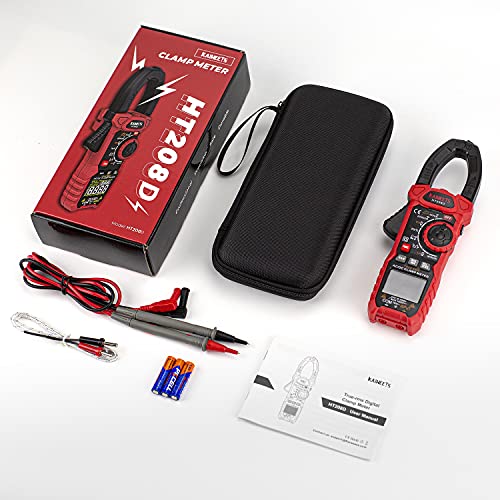 KAIWEETS HT208D Inrush Clamp Meter 1000A True RMS AC/DC Current Amp Meter, VFD, LOZ Mode, 6000 Counts, Measures Current Voltage Temperature Capacitance Resistance Diodes Continuity Duty-Cycle - size: HT208D
