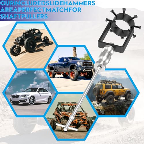 CV Axle Removal Tool Kit with Slide Hammer, Heavy-Duty 3.75 Inch (95mm) Inner CV Joint Puller Set, Reinforced Axle Shaft Extractor for ATV UTV and FWD Vehicles