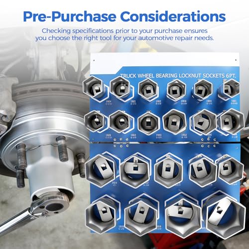 6-Point Truck Wheel Bearing Locknut Socket Set with Display Tool Board 9850, 3/4 inch Driver Axle Nut Socket Set Tools for Heavy Duty Truck 21 Pcs, High-Strength Steel