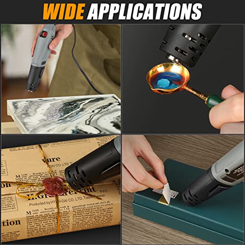 DIAFIELD Mini Heat Gun, 2 Temp Setting 302℉-842℉ Fast Heat Hot Air Gun Tool with Reflector Nozzle and 5.9Ft Cable Overload Protection for Epoxy Resin, Craft, Embossing, Shrink Wrapping & DIY - size: Mini Size