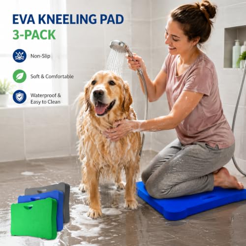 ZENFUN 3 Pack Kneeling Mats, Heavy Duty Thick Foam Kneeling Pad, Shock Absorbent Pads, High Density Premium Kneeling Pads for Yoga Exercise, Foam Kneeler Mat Garden Cushions, Water Proof