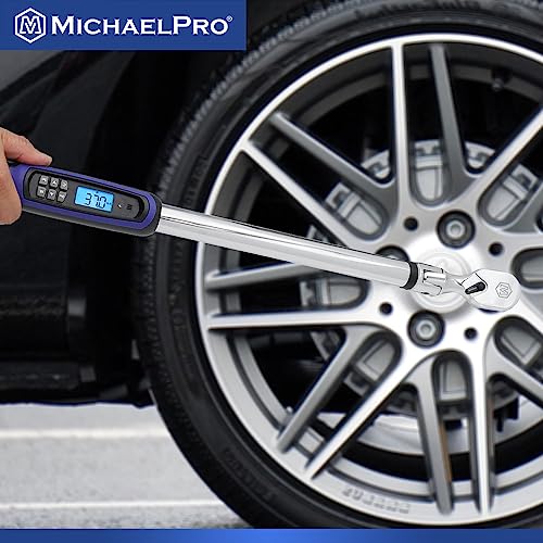 MichaelPro 1/2 Flex Head Digital Torque Wrench with Angle Function, 25 to 250 ft-lbs (34 to 340 Nm), Target Torque Multi-Alert System, 10 Available Presets | MP001227
