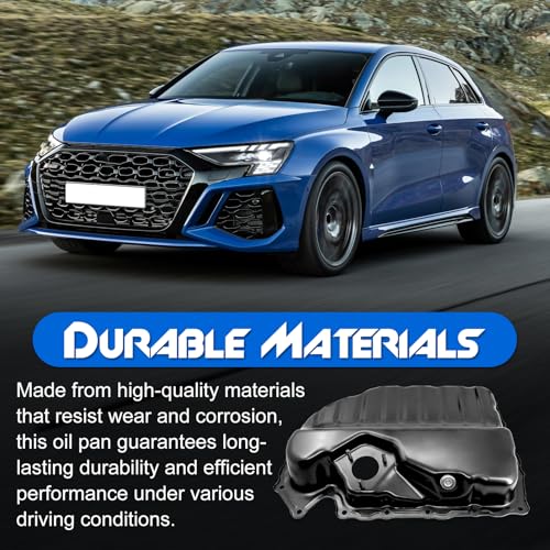 Lower Engine Oil Pan Sump with Drain Plug, Compatible with Volkswagen Tiguan, Jetta, Passat, Passat CC, Golf, Beetle, CC, Eos - 1.8L 2.0L & Audi A3, A3 Quattro, Q3, Q3 Quattro, TT, TT Quattro - 2.0L