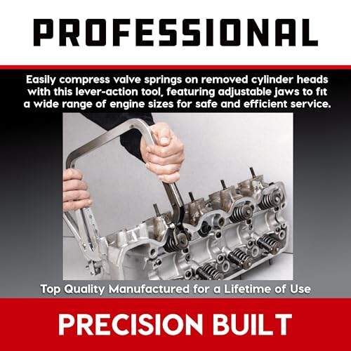 Powerbuilt Valve Spring Compressor Kit, Remove Coil Springs, Cylinder Heads, T-Handle, Car and Vehicle Service Repair Tool Set - 648615, Silver