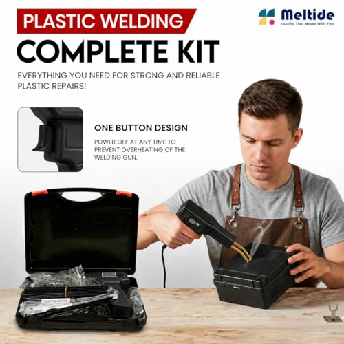 Upgraded 220W Plastic Welder Kit – Black Edition | 2-in-1 Hot Stapler & Plastic Welding Gun for Car Bumper Repair | Fix Cracked Plastic in Seconds | 1000 Staples, 100 Welding Rods | DIY Repair Tool - color: Black