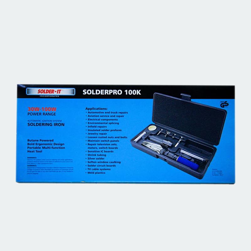 Solder-It SolderPro 100 Soldering Iron Kit (PRO-100K) | Multi-Function Butane Heat Tool with Tips and Case | Cordless and Portable Soldering Gun | Home Improvement Tools and Soldering Kit Essential