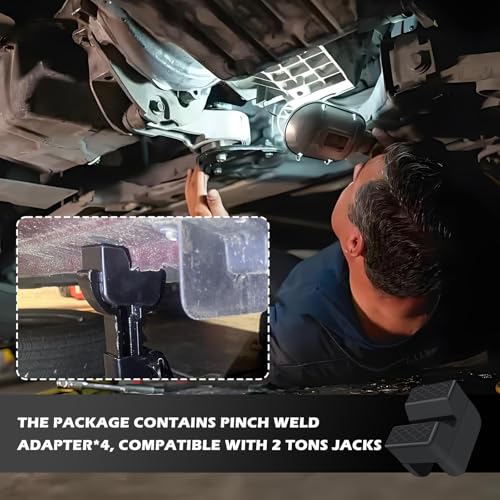 4PCS 2 Ton Pinch Weld Jack Pad with Grooved Design,Rubber Jack Stand Pads for Cushioning & Shock Absorption,Professional Pinch Weld Jacks Adapter with Non-Slip Diamond Texture