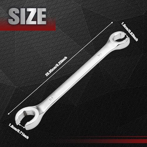 Flare Nut Wrench 16mm x 18mm Double Open End 45 Steel Metric Brake Line Wrenches 15-Degree Offset Design for Removing and Onstalling Nuts in Automotive, Plumbing, and Industrial Applications - size: 16*18mm