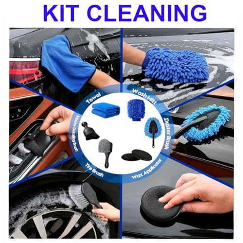 42Pcs Car Detailing Kit, Car Detailing Brush Set, Car Wash Cleaning Kit, Car Detailing Brushes, Professional Car Care Kit for Interior Exterior Wheels, Blue (42) - size: 42