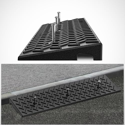 Nilight 2" Rise Curb Ramps, Heavy Duty Rubber Driveway Threshold Shed Ramp for Sidewalk Cars Lawn Mower Wheelchairs Motorcycles, 3300lbs Load Capacity - size: 2" Rise