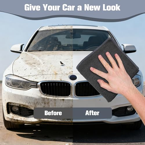 1 Pack Clay Towel 12 x 12 Inch, Gray Clay Bar Towel for Detailing | Clay Decontamination Towel for Car Paint, Reusable Synthetic Clay Bar Towel for Smooth Washing - color: Gray