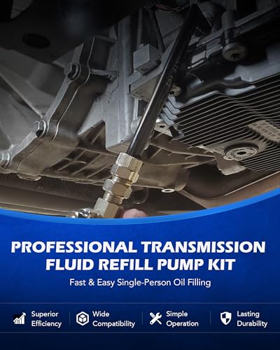 OMT 2 Gallon Transmission Fluid Transfer Pump Set with 15 ATF Adapters | 7.5L Manual ATF Refill Tool for Auto Shops; Extra Long Lever; Precise Flow Control; Durable Reservoir; Gearbox Maintenance
