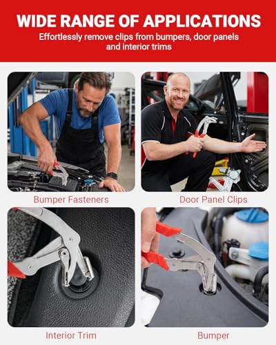 Car Clip Pliers, Professional Trim Panel Removal Tool for Door Clips, Push Pins Plastic Fasteners, Damage-Free Disassembly, Durable Alloy Steel Automotive Repair Tool