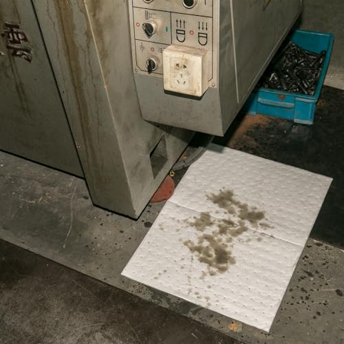 PONO 50 Pcs Oil Absorbent Pads, 15x20 IN White Heavy Weight Oil-Only Absorbent Pad,Used for Oil Spill Cleaning in Garage Workshop, Reusable, Washable, Durable - size: 50Pcs, 15"X20"