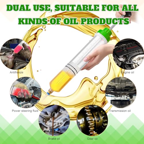 Lothee 2 Pack 500cc Automotive Fluid Extractor Pump Oil Extractor Hand Syringe Pump with Hose Manual Suction Vacuum Fuel Car Transfer for Power Steering, Hydraulic Fluid (Green) - color: Green