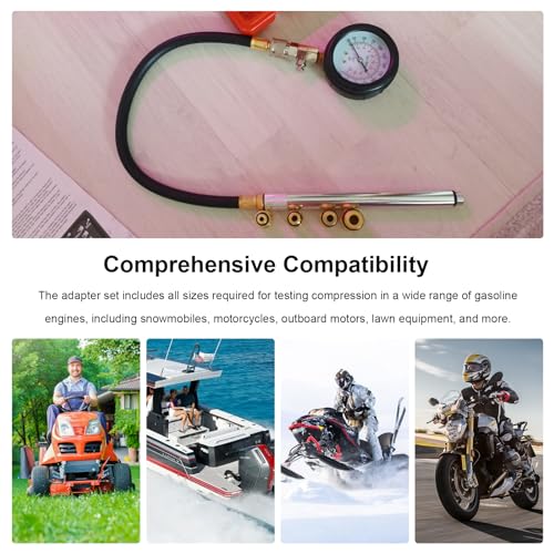 4PCS W80577 Compression Tester Spark Plug Adapters, 10/12/16/18mm Cylinder Compression Test Tool Spark Plug Adapter, Engine Diagnostic Tool Thread Adapters with O-Ring