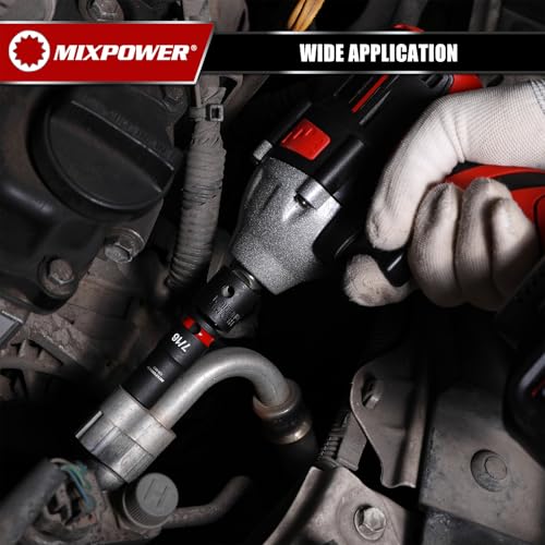 MIXPOWER 12 Pieces 3/8'' Drive Semi-Deep Impact Socket Set,12 Point,SAE,5/16"-1",CR-MO,Axle Nut Impact Grade Socket for Easy Removal - size: 5/16"-1"