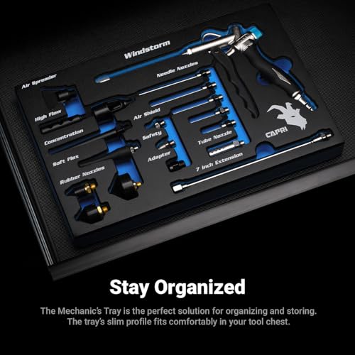 Capri Tools 2-Way Air Blow Gun Ultimate Kit with Nozzles and Rubber Tips, 19-Piece