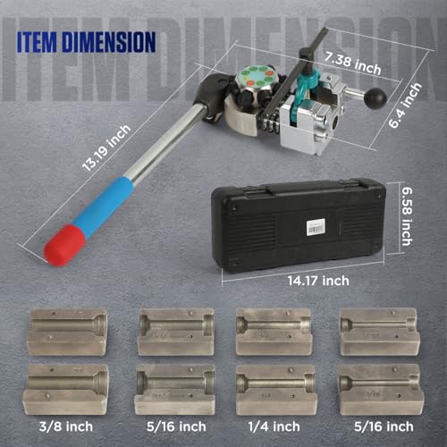 Professional Brake Line Flaring Tool Kit for 45 Degree Single, Bubble, Double Flares, Brake Line and Tubing Flaring Tool for 3/16", 1/4", 5/16", 3/8", 4.75mm Tubing for Metal, Stainless Steel, Copper