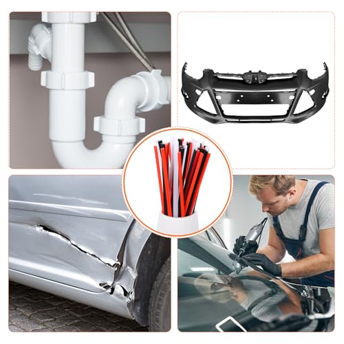 MECCANIXITY 30pcs 13 Inch Plastic Welding Rods PP Welding Strips Welder Rods for Car Bumper, Kayak Repair, Plastic Welder, Red