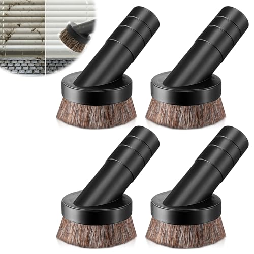 Feekoon 4 Pack 1.5" Vacuum Dust Brush Attachment Compatible with ProTeam Backpack Vacuum Cleaner Parts # 100110-3" Dust Brush W/Reducer 1-1/2", Soft Horse Hair for Detailed Dusting