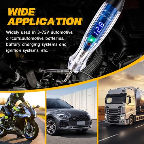 AWBLIN Test Light Probe Kit, 3-72V DC LED Digital Automotive Circuit Tester | with Voltmeter, 18 Pieces Multi Function Auto Fuse Voltage Tester Electric Probe Test Kit