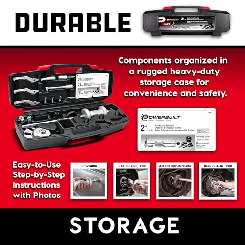 Powerbuilt Master Axle Puller Tool Set, Remove Car Front and Rear, Bearings and Seals, Vehicle Repair 21 Piece Kit - 648611, Silver - style: 21 Piece