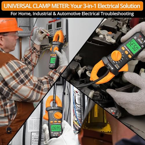 Neoteck Clamp Meter 6000 Counts Clamp Multimeter 800A AC/DC Current&Voltage Multimeter with TRMS Capacitance Continuity Resistance NCV Diode Frequency for Home Electrical,Automobile,Industrial,HVAC - style: Orange,800A AC/DC Current