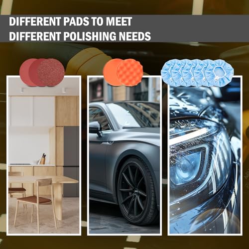 AUTIWOZ Cordless Car Buffer Polisher, 2x2000mAh 21V Batteries 5 Inch Random Orbital Polisher for Car Detailing, Waxing, Polishing, Scratch Removing, 6 Variable Speed Car Buffer Polishing Kit