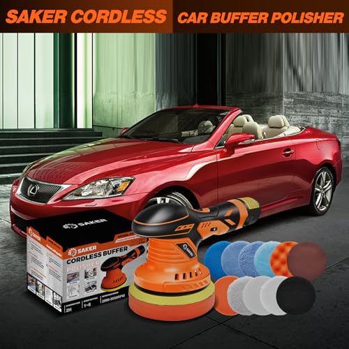 Saker Cordless Buffer Polisher, 6 Inch Fast Charging Portable Car Polishing Kit with 2PCS 12V 2000mAh Batteries, Polisher for Car Detailing Polishing Waxing - size: Buffer Polisher+2 Batteries