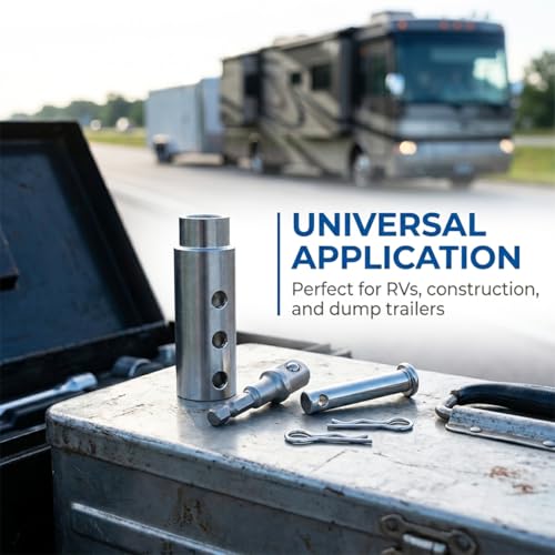 Trailer Jack Drill Adapter, Stainless Steel Top Wind Crank Handle Cordless Drill Adapter Kit with 1/2 Inch Socket Bit Attachment, Compatible with 1 Inch Jack Drive Shaft