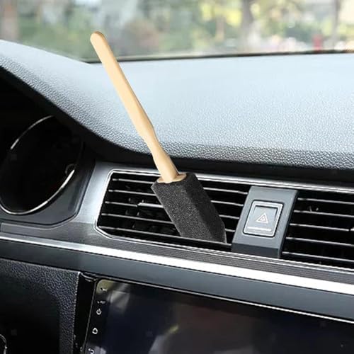 Car Air Vent Cleaning Brush Set Soft Sponge Detailing Tool for Dashboard AC Vents Dust Removal Black 14cm(10Pcs) - size: 10Pcs