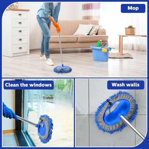 Layhit 10 Pcs Car Wash Mitt Set, Brush Not Included, Microfiber Mitt Cleaning Car Truck Washing Tools Kit RV Pickup Chenille Scratch Replacement (Royal Blue) - color: Royal Blue