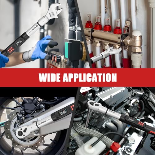 VANPO Adjustable Digital Torque Wrench, 5-99.6 Ft.lb/6.8-135Nm for Split AC | Electronic Torque Wrench with 38mm Jaw and 1/2" Ratchet, ±2% Accuracy, Buzzer, Vibration and LED Indicator for Moto, Car - size: 5-99.6 Ft.lb/6.8-135 Nm(14×18mm)