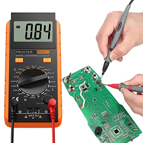 Proster LCR Meter - Capacitance Resistance Inductance Digital LCR Multimeter with LCD Over-Range Display - color: Yellow