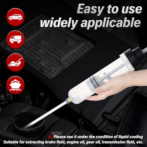 Reniteco Oil Extractor Pump - 200CC Manual Liquid Extractor, Multi-Function Car Oil Pump, Liquid Transfer Pump, with Two Extension Tubes and Replacement Rubber Rings - size: 200cc