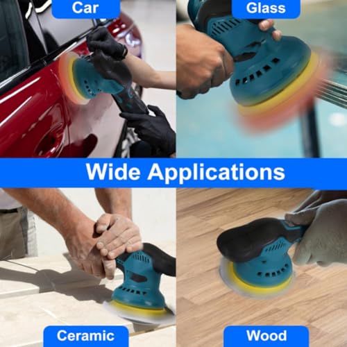 Cordless Car Buffer Polisher Kit , Portable Dual Action Polisher for Car Detailing Waxing Polishing Scratch Removing Scratch Removing