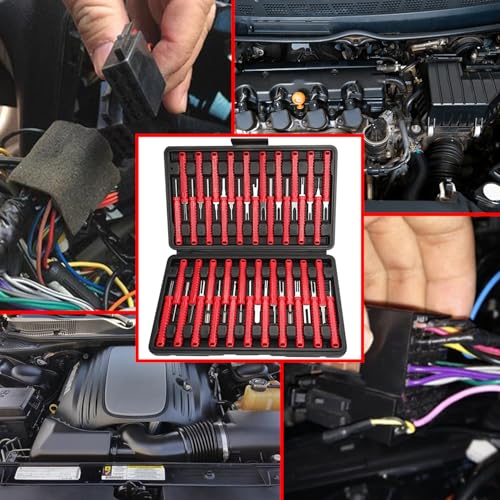 41 Pcs Terminal Pin Removal Tools with Blow-Molded Case - Electrical Pin Removal Tools Automotive Depinning Tool Kit for Automotive & Household Devices Most Connector, Red - color: red