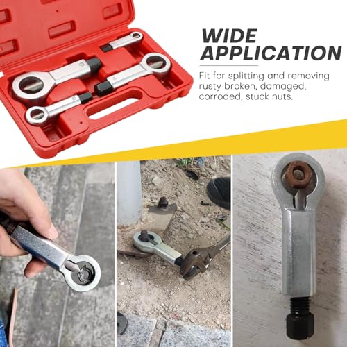 4PCS Professional Nut Splitter Set | Heavy Duty Nut Splitter Breaker Cracker, Remove Broken Damaged and Corroded Nuts with Ease 9-12mm, 12-16mm, 16-22mm, 22-27mm