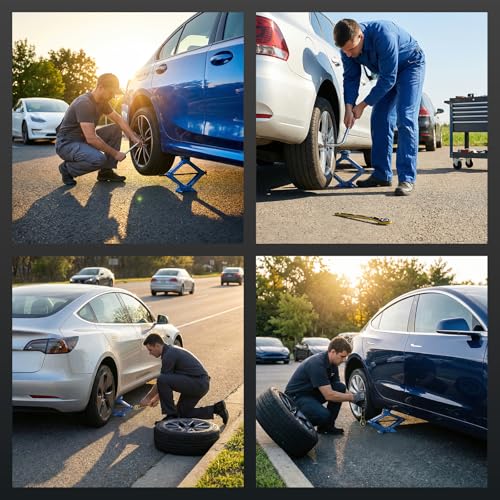 LARBANKE 2.5T Car Scissor Jack Kit, Tesla & Universal Pad, 4-15.75 in