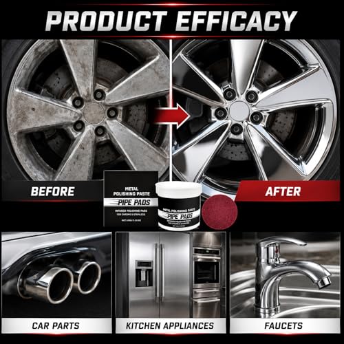 2Pcs Metal Polishing Paste, Pipe Infused Polishing Pads, Metal polish Care Kit Protectant Scratch Remover, Chrome Stainless Steel Aluminum Cars