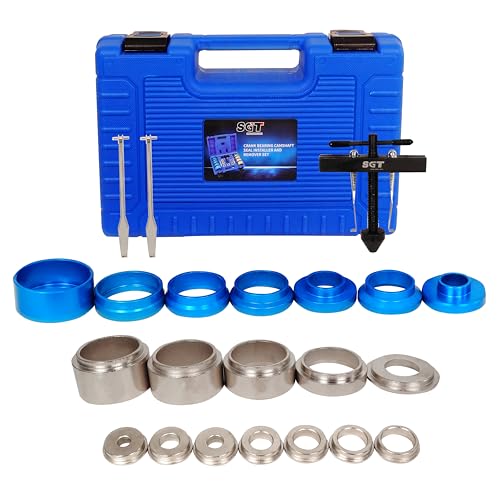SGT Crank Bearing Camshaft Seal Installer and Remover Set,22pcs Crank Bearing Camshaft Seal,Crankshaft Camshaft Oil Seal Puller Tool Kit,Crankshaft Seal Kit for Automotive Engine Repair - color: Blue