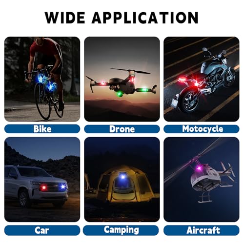8PCS Wireless LED Strobe Lights with Remote Control,8 Colors Waterproof Anti-Collision USB Charing Led Warning Light, High Brightness Wireless LED Lights for Car Drone Truck Motorcycle Aircraft Bike