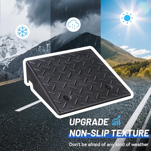 PZ 2PCS Rubber Curb Ramps for Driveway, 5 7/8" Rise Heavy Duty Car Ramp 8818 LBS Capacity 19.69"Lx 19.69"W Non-Slip Portable Shed Threshold Ramps for Doorways Sidewalk Scooters Wheelchairs Motorcycles - size: 5 7/8“ Rise