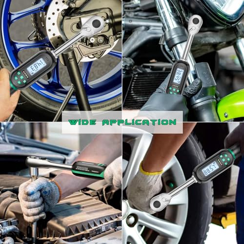 1/2 Inch Drive Digital TorqueWrench, 5.02-99.57Ft.lb/6.8-135N.m, Electronic Torque Wrench with Preset Value, Buzzer & LED Indicator, ±2% Accuracy Torque Wrench for Bike, Motorcycles - size: 5-99.5 Ft-lb/6.8-135 Nm, style: 1/2-Inch
