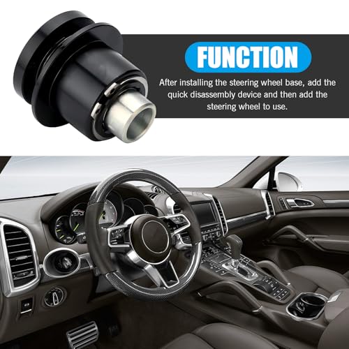 3 Hole Steering Wheel Quick Release Hub Adapter, 360 Steering Wheel Quick Release Disconnect Hub Kit (Black)